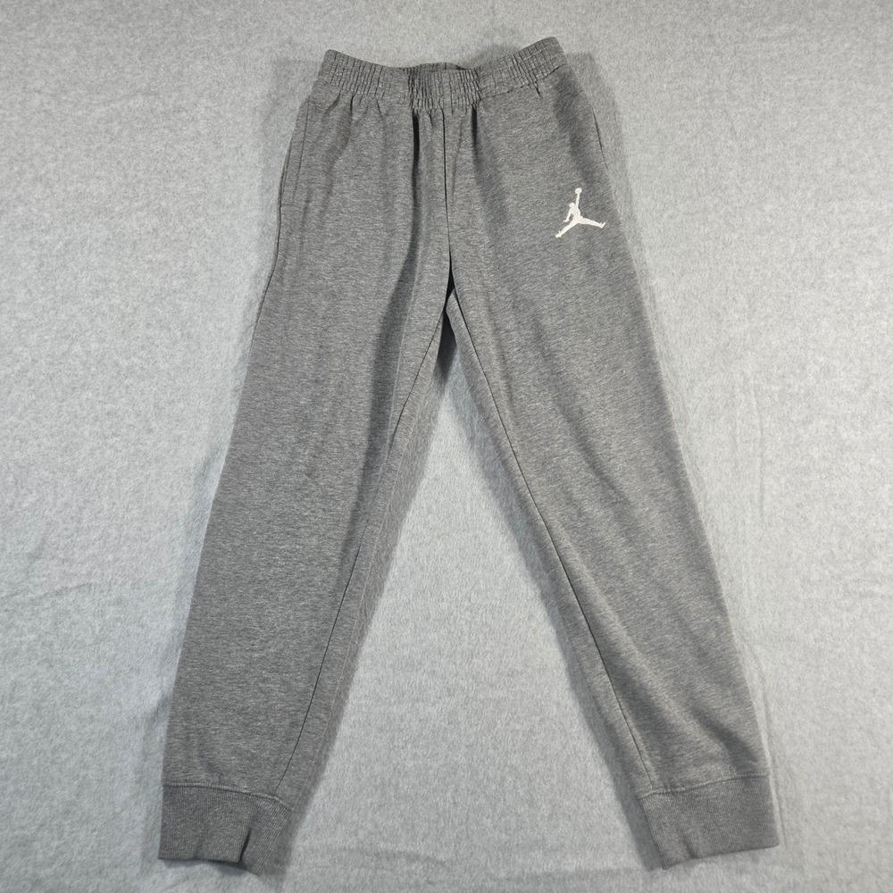 Jordan Boys Gray Fleece Joggers Jumpman Sweatpants Size M 10-12 Years